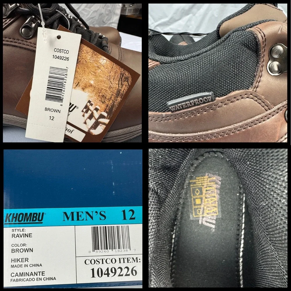 Khombu Ravine Hiking Boots‎ Mens 12 Brown Leather Waterproof Thinsulate Outdoor